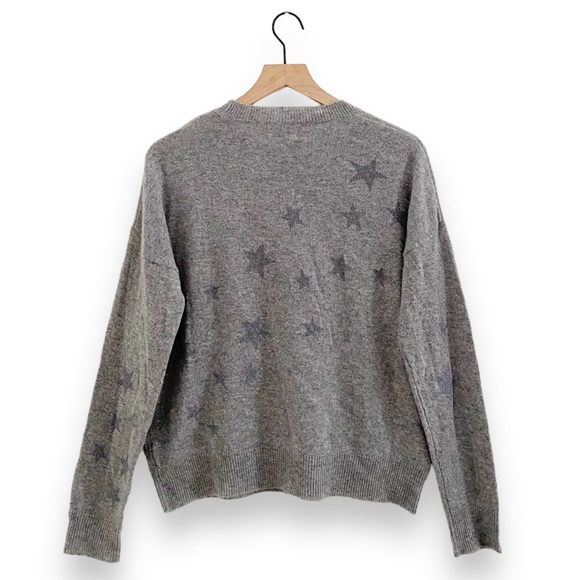27 Miles Malibu Heathered Gray Sparkle Glitter Star 100% Cashmere Sweater XS/S - Picture 5 of 8